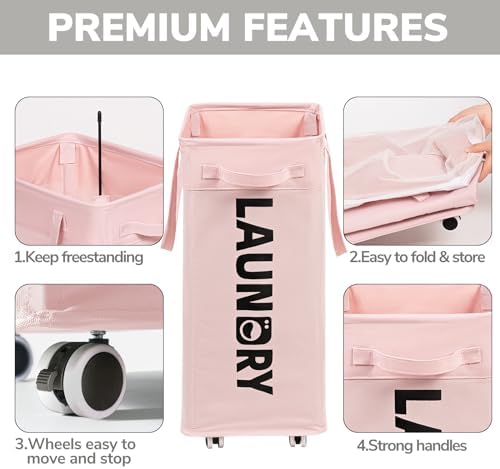 Goodpick 2-Pack Laundry Hamper with Wheels, Dorm Essentials for Girls,75L - Image 4