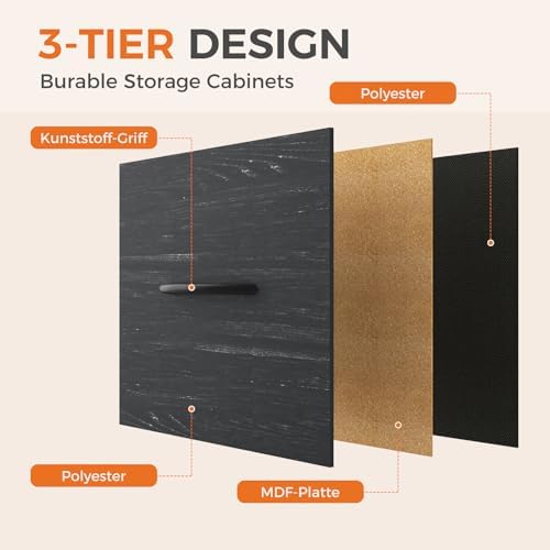 Sweetcrispy 8 Drawer Fabric Dresser for Bedroom, Tall Dresser, Black Wood - Image 5