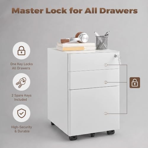 Approgreent Fully Assembled 3 Drawer File Cabinets for Home Office - Image 7