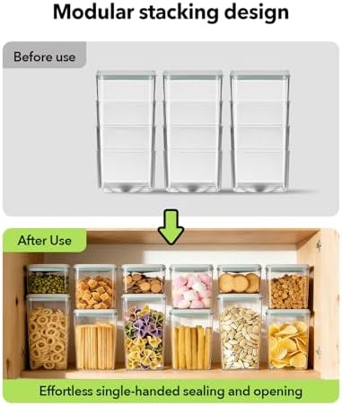 Airtight Food Storage Containers Set with One-Touch Lid, 6-Piece Multi-Size Set (0.6, 1.3, 1.9Qt)*2 Stackable Durable PET for Flour, Cereal, Snacks & Complete Pantry Organization - Image 4