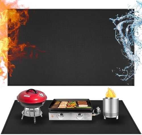 Heat Resistant Mats for Countertop fits Tabletop Grill, 48x24x0.02in, Black by Amerbro
