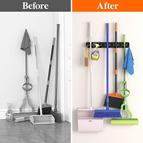 Lifewit Mop and Broom Holder Organizer Wall Hanging Mount, Black, 1 Pack - Image 5
