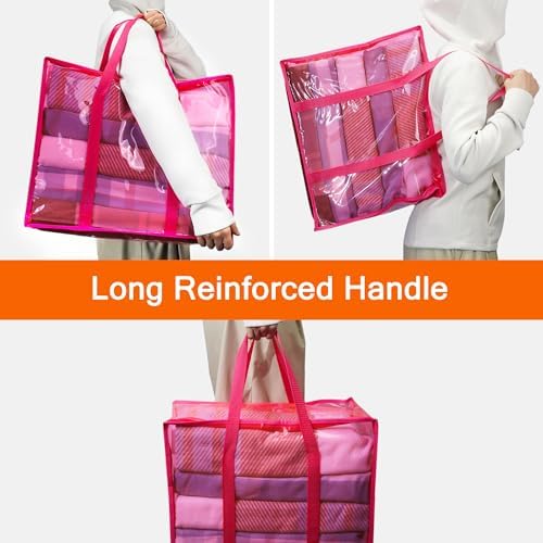 Vieshful Pink 40L Clear Clothes Storage Bag with Zipper 3 Pack - Image 4