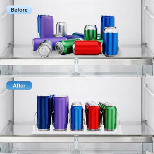 Dayacoco Drink Organizer for Fridge,5 Rows Fridge Soda Can Organizer,20oz 16oz 12oz-Self Pushing Soda Dispenser for Fridge,Adjustable Width-Holds up to 25 Cans,White - Image 5