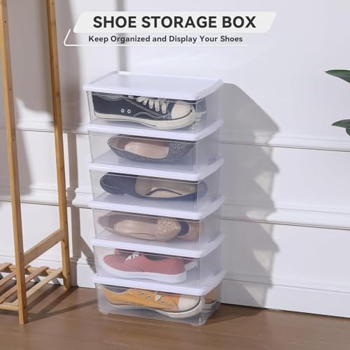 novelinks 8 Pack 6QT Plastic Storage Bins with Lids, Shoe Boxes (White) - Image 5