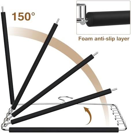 Pants Hangers, 6 Pack Anti-Slip Space Saving Hangers, 5 Layer Swing Arm Pants Hanger Stainless Steel with Non-Slip Padding, Closet Organizers & Storage for Pants Trousers Jeans Scarf - Image 4