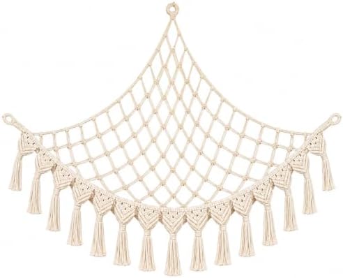 Abby Baby Extra Large Stuffed Animal Hammock with LED Lights 100% Natural Cotton Macrame Toy Storage Net for Plushies & Squishmallows Boho Macrame Corner Organizer for Kids’ Room or Nursery (Beige) by AbbyBaby