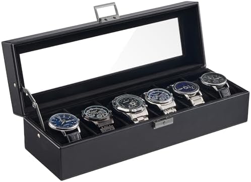 ProCase 6 Slots Watch Case Box for Men -AllBlack by ProCase