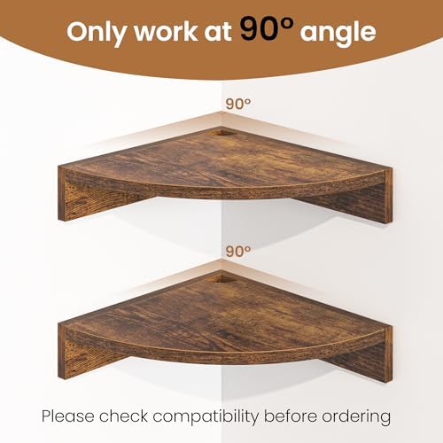 Fun Memories Corner Shelf Wall Mount, Wood Floating Corner Shelves, Corner Wall Shelf for Bedroom, Bathroom, Kitchen, Living Room (Brown, 3 Pack) - Image 5