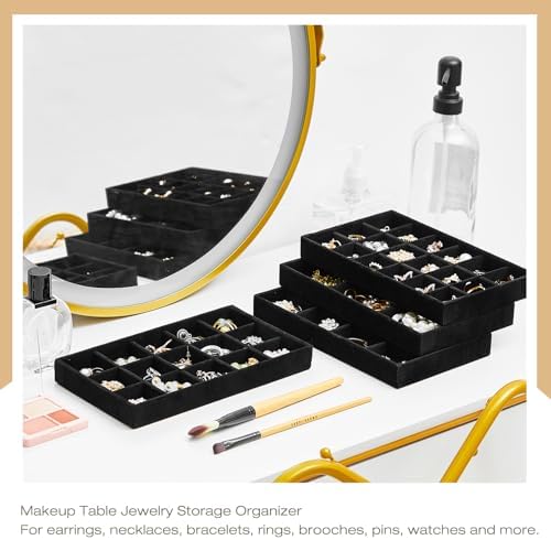Junkin 12 Pcs Velvet Jewelry Organizer Tray, Stackable Storage - Image 4