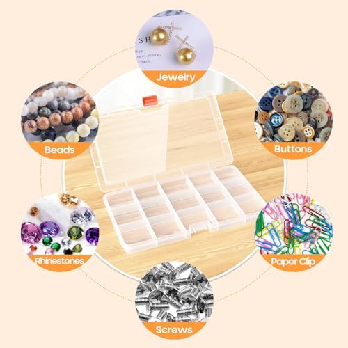 Moon Magpie 4PACK Extra Thick Bead Organizers and Storage Box, 15 Grid Mini Clear Jewelry Making Storage Solutions Plastic Organizer Case Craft Containers for Nail Rhinestones DIY Diamond Accessories - Image 5
