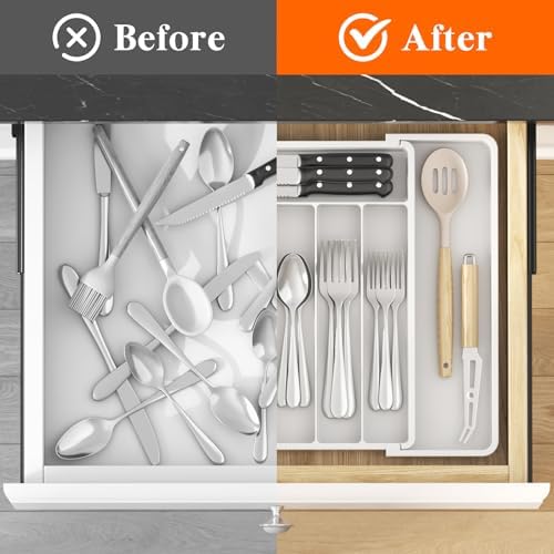Lifewit Expandable Silverware Drawer Organizer, Kitchen Utensil Tray - Image 5