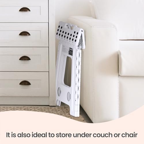 Delxo 17.5 Inch Folding Step Stool,Foldable Step Stool for Adults White - Image 6
