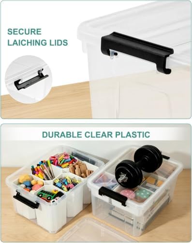 NUMIFUN 17QT Clear Storage Bins with Lids & Dividers for Crafts - Image 5