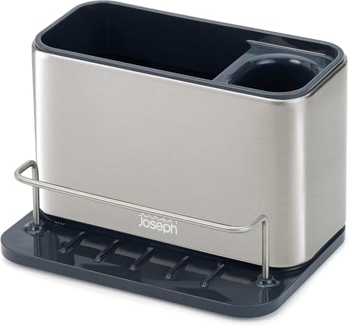 Joseph Joseph Surface Stainless Steel Caddy Sink Area Organizer and Sponge Holder, Gray - Image 3