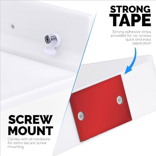 9" Small Corner Shelf Mount, Adhesive & Screw in, for Speakers, Cameras, Baby Monitors, Plants, Books Electronics, Collectibles & More, Floating Shelves (White) by Brainwavz - Image 3