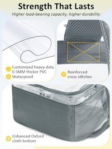 Heavy Duty Clear Backpack With TSA Lock, 18 Inch Large Clear Bookbag - Image 6