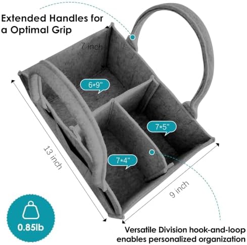 Cute Castle 2 Pack Diaper Caddy Organizer - Portable Baby Caddy Organizer with Handle, Nursery Storage Bin and Car Organizer for Girls, Boys - Baby Gift Basket - Dark Grey - Image 2
