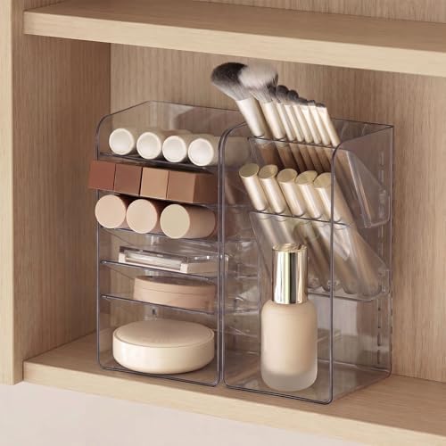 PAVSTINE 2 Pack Medicine Cabinet Organizer with Adjustable Dividers, Clear by PAVSTINE