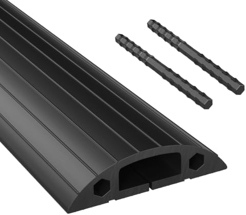Eapele Floor Cord Cover 10ft Cord Covers for Wires on Floor, Linkable Heavy Duty Extension Cord Cover, Rubber Floor Cable Cover, Prevent Trip Hazard for Sidewalk Home Office Outdoor or Indoor Settings by Eapele