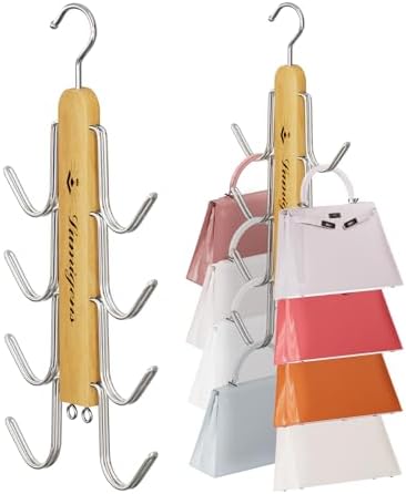 Purse Hanger, 2 Pack Purse Organizer for Closet with 16 Hooks for Heavy Bags, Sturdy Bag Storage, Rotatable Handbag Holder, Purse Rack Space Saving Backpack Hanging Closet Organizer Hangers by Lumigens