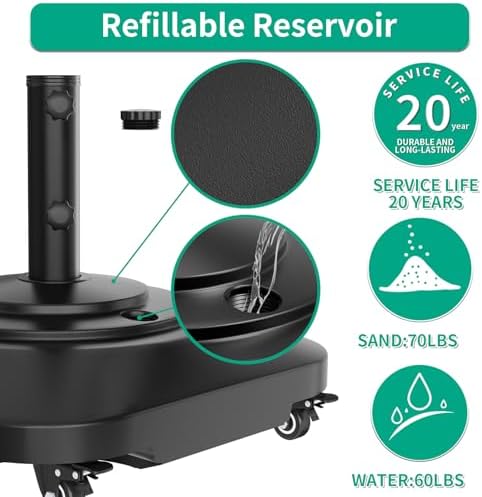 QZER Umbrella Base with Wheels, Umbrella Stand Heavy Duty 100lb Windproof - Image 4