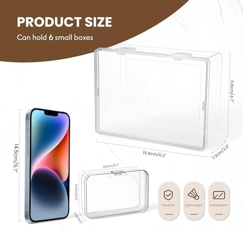 zoeynex 6-Pack Large Clear Plastic Storage Boxes with Master Case – Business Card Organizer System for 500+ Cards, Portable Hard Cases for USB Drives, Crayons, 3" Hardware & Crafts – 3.8" x 2.6" x 1" - Image 5