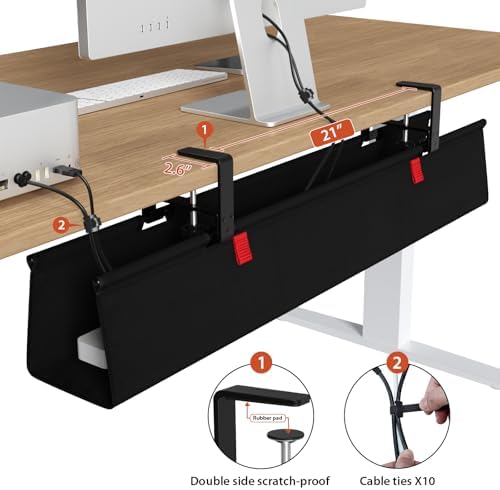 Univivi No Drill Under Desk Cable Management Tray, 36 inch Cable Management - Image 3