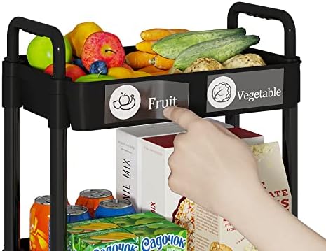 4 Tier Rolling Cart with Wheels, Utility Storage Carts,Black - Image 3