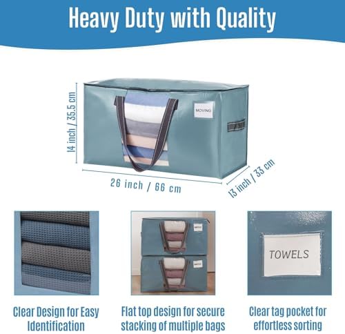 VENO Moving Bags, Wide Open Top, Clear Window, Light Blue, 4 Pack - Image 3