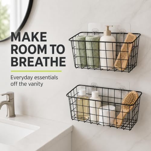 ZUSHALLMY 2 Pack Wire Baskets for Wall, No Drill Adhesive Kitchen Storage - Image 7