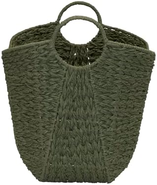 Household Essentials Natural Woven Wicker Storage Basket with Handles - Image 3