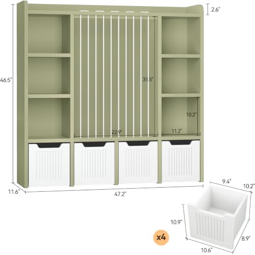 ONBRILL 3-in-1 Toy & Stuffed Animal Storage, 4 Movable Toy Chest, Green - Image 2