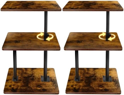 2-Pack Swivel Side Table Adjustable Height with 360°Rotatable Tray by Unknown