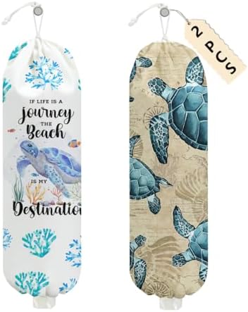 2 Pcs Sea Turtle Plastic Bag Holder, Wall Mount Grocery Bag Holder by Unknown