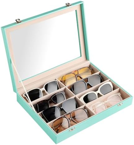 Frebeauty 8-Slot Sunglass Organizer,Sunglass Holder with Clear Lid by Frebeauty