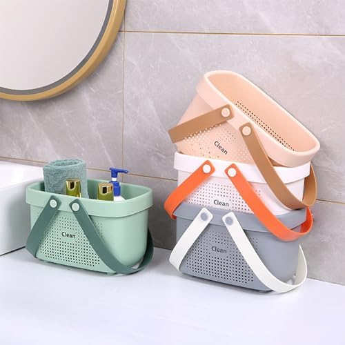 Portable Shower Caddy Basket with Handle Plastic Storage Basket Small Green - Image 3