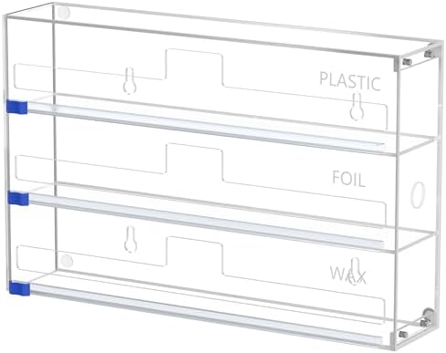 3 in 1 Clear Acrylic Foil, Plastic Wrap Organizer with Cutter by FUKANG