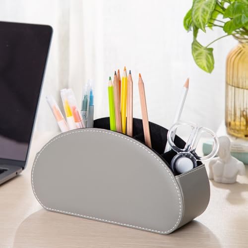Remote Control Holders Organizer Box with 5 Compartment PU Leather Caddy - Image 5