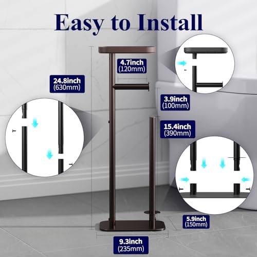 Kitsure Metal Toilet Paper Holder Free Standing, Medium, Brown - Image 2