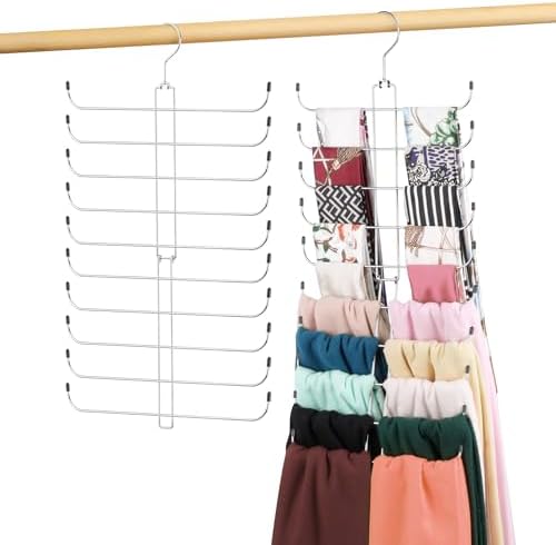 Metal Scarf Hanger, Hanging Scarf Organizer for Closet, Holds 40 Scarves by OMHOMETY