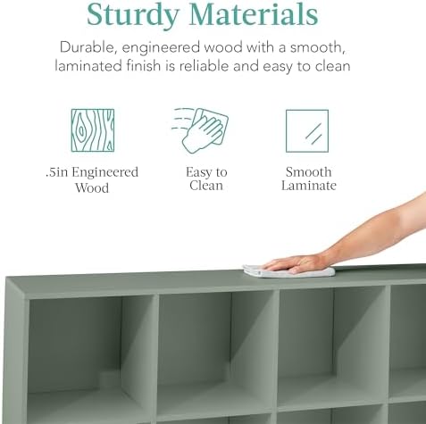 Best Choice Products Kids Bookcase 8-Cube Storage Organizer, 13.5in Shelf Opening, Bookshelf, Toy Storage, Customizable w/ 3 Removable Back Panels – Sage - Image 6