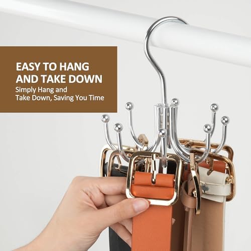ZEDODIER Belt Hanger, Belt Organizer for Closet, Keeping Belts Visible and in Good Condition, Hanging Tie Rack Holder, Closet Organizers and Storage, Silver - Image 6