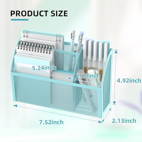 DALTACK 3-Grid Magnetic Pencil Holder, Strong Magnet Locker Organizer, Blue - Image 6