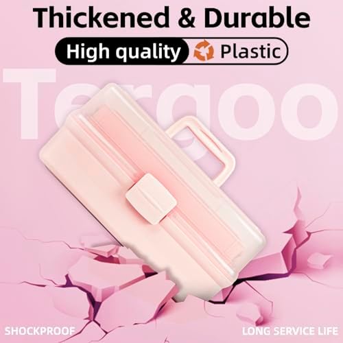TERGOO 14in 3-Layer Multipurpose Craft Organizers and Storage with Adjustable Dividers, Portable Tackle Box, Folding Art & Craft Case for Medicine, Tool, Sewing Organizer (Pink, X-Large) - Image 4