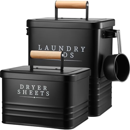 2 Pcs Farmhouse Metal Laundry Detergent Pod Container, Dryer Sheet Holder by Yaocom
