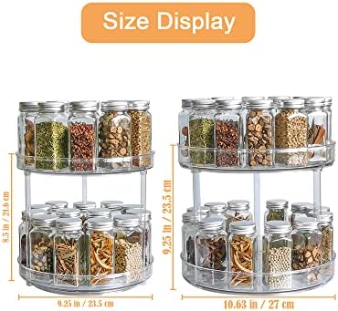 2-Tier Lazy Susan Organizer, Clear PET Rotating Tray 11-Inch - Image 6