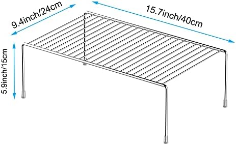 iPEGTOP Kitchen Cabinet Storage Shelf Rack, Set of 2 Large (15.7 x 9.4 Inch) Rustproof Metal Wire Shelves Spice Shelf Rack Cupboard Organizer for Pantries Countertops Utensils Organization, Chrome - Image 2