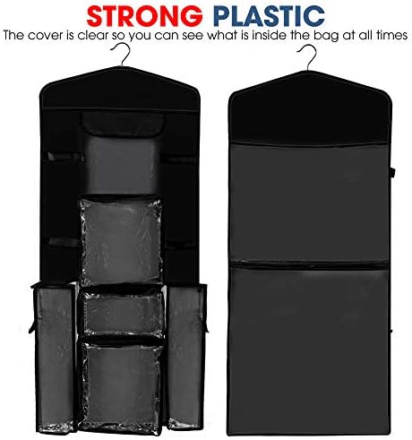 ProPik Hanging Double Sided Wrapping Paper Storage Organizer With Multiple Pockets Organize Your Gift Wrap, Gift Bags Bows Ribbons 40"X17" Fits 40 Inch Rolls Clear PVC Bag (Black) - Image 2