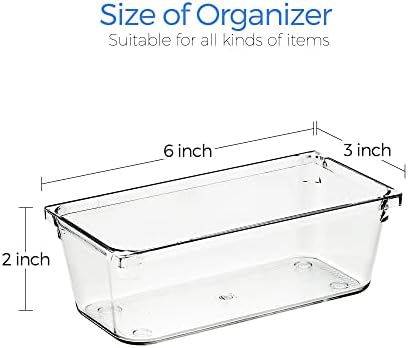 Ravinte 6 Pack Drawer Organizer, 3" x 6" Plastic Storage Bins - Image 3